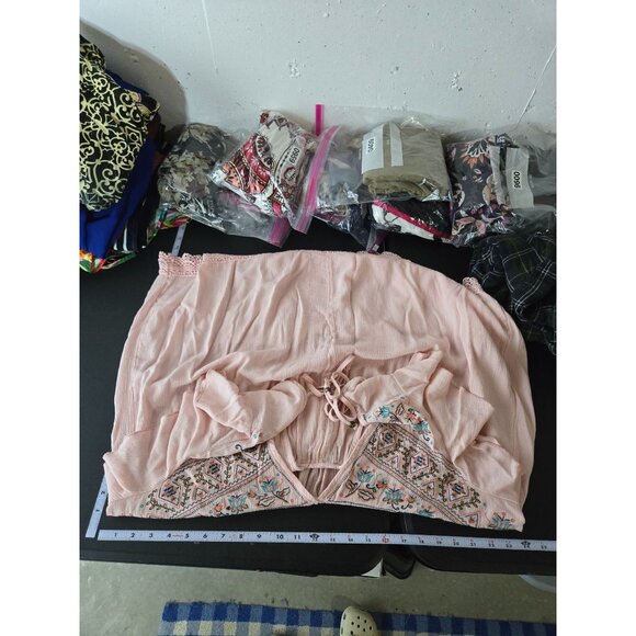 Kelly Renee Womens Pink Floral Embroidered Deep V-Neck Tunic Dress Plus Size 1X - Picture 9 of 11